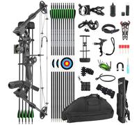 SHARROW Archery Compound Bow and Arrow Complete Set 20-70 LBS Adjustable Hunting Compound Bow Kit for Adults Beginner Outdoor Shooting LH/RH Available (Right-Handed, Black)