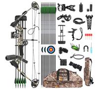 SHARROW Archery Compound Bow and Arrow Complete Set 20-70 LBS Adjustable Hunting Compound Bow Kit for Adults Beginner Outdoor Shooting LH/RH Available (Left-Handed, Camo)