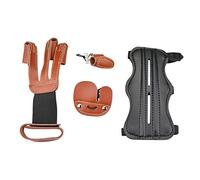 SHARROW Archery Protector Gear Set Arm Guard Leather Finger Tabs Thumb Ring Protector Hand Guard Shooting Glove Adjustable for Recurve Bow Longbow Protective