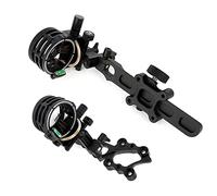 SHARROW Archery Sights 5 Pin Compound Bow Sight Micro Adjustable Aluminum Sights with 4x 6x 8x Lens Available Shooting Hunting Accessories (Long Rod, Sight with 4x Lens)
