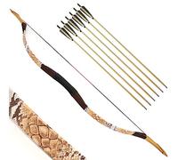 SHARROW Archery Traditional Bow Recurve Bow and Arrows Set Handmade Longbow Wooden Mongolian Horsebow Hunting Bow 20-50lbs for Adult Shooting Practice (35lbs, Yellow)