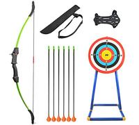 SHARROW Outdoor Youth Recurve Bow and Arrow Set Children Archery Set Junior Beginner Training Bow with Sucker Arrows, Vertical Target, Armguard, Quiver (Green)