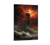 SHARU I EBRHU The Lighthouse Poster Wall Art Canvas Poster Modern Painting for Living Room Bed Room 24x36inch(60x90cm) Frame-style