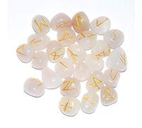 SHARVGUN 25 Pcs Rose Quartz Natural Gemstone Rune Set Crystal Chakra Balancing Reiki Healing Energy Generator Kit