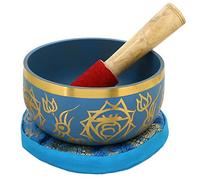 Sharvgun Blue Buddhist Singing Bowl - Tuned to The 5th Chakra Throat Chakra - Fine Quality Brass - 5 Inches - Ideal for Meditations, Ayurveda & Yoga