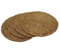 Sharvgun Gold Beaded Coaster Set Set of 6 Home kitchen Décor Drink Coaster Housewarming Gift