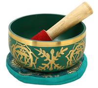 Sharvgun Green Buddhist Singing Bowl - Tuned to The 4th Chakra Heart Chakra - Fine Quality Brass - 5 Inches - Ideal for Meditations, Ayurveda & Yoga
