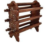 Sharvgun Handmade Women's Wooden Bangle Stand Holder With Six Bangles Holding Rods Home Office Bangle Display Organizer/Stand/Earring Holders, Brown, 12x13.5x4.5 in