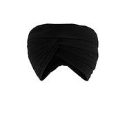 Sharvgun Men's Casual Cotton Turban Traditional Indian Sardar Pagg Sikh Punjabi Pagri Shahi Dastar Cap Head Wrap 6 Meter Black