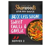 Sharwood's Chinese Sweet Chilli & Garlic Stir-Fry Sauce - Medium Heat Jalapeño & Tomato Blend, 30% Less Sugar, 120 g Pouch (Pack of 12)