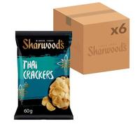 Sharwood's Thai Spiced Crackers - Ready-to-Eat, Chilli, Garlic & Red Pepper Blend, 60 g Packet (Pack of 6)