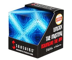 Shashibo Shape Shifting Box - Award-Winning STEM Fidget Toy with Ultra Strong Magnets - Puzzle Cube Transforms Into 100+ Shapes, Perfect Sensory Gift for Kids, Teens, and Adults (Blue Planet)