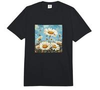 Shasta Daisy Flower Blooming with Bees Around Graphic Comfort Colors Adult Heavyweight T-Shirt