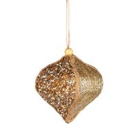 Gold Sequin Onion Bauble 10.5cm - Christmas Tree Hanging Decorations Festive Decorative Ornaments Fairy Tale Themed Xmas Tree Pendant