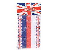 SHATCHI 100-200Pk Union Jack Paper Chains Party Kings Coronation Celebrations Supplies Decorations Red White Blue British Flag Self Adhesive Strips, 200Pk