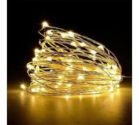 Shatchi 100 LEDs Silver Wire With Warm White LEDs Copper Wire Indoor Battery Operated StringLights in Yellow Shatchi Yellow