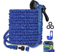 Shatchi 100Ft Garden Pipe,flexible Expanding Magic Hose With 8 Functions Spray Nozzle, Blue Or Green