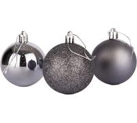 10cm/3Pcs Christmas Baubles Shatterproof Dark Grey, Christmas Tree Decorations Ball Ornaments Balls Xmas Hanging Decorations Holiday Decor - Shiny,Matte,Glitter