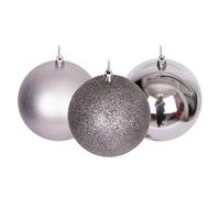 10cm/6Pcs Christmas Baubles Shatterproof Mid Grey, Christmas Tree Decorations Ball Ornaments Balls Xmas Hanging Decorations Holiday Decor - Shiny,Matte,Glitter