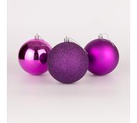 Shatchi 10cm/6Pcs Christmas Baubles Shatterproof Purple, Tree Decorations in Purple Shatchi Purple