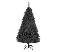 SHATCHI 10ft/3m Black Bushy Imperial Pine Artificial Deluxe Christmas Tree Hinged Branches 2516 Pencil Point Tips with Metal Stand Xmas Home Decorations, PVC, 300 cm