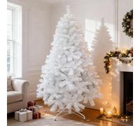 Shatchi 10Ft Christmas White Bushy Looking Artificial Tree Metal Stand
