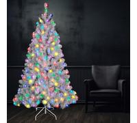 Shatchi 10Ft Pre-Lit Artificial Christmas Tree Alaskan Pine Tips Metal Stand White Multicolourleds