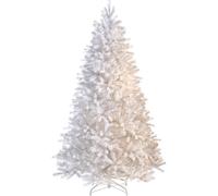 SHATCHI 10ft/3m Pre-Lit Artificial Christmas Tree Alaskan Pine White 1800 Tips - 420 Warm White LEDs Metal Stand Xmas Home Decorations 300cm