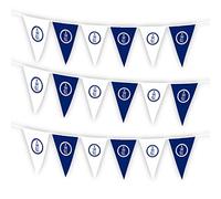 SHATCHI 10m/33ft Bunting King Charles III Coronation His Majesty Cypher Blue White Triangle 24 Flags Celebration Banner Royal Family UK British Street Party Decoration, 10m