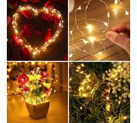 Shatchi 10M Long 100 Warm White LED Lights Micro Rice Gold Copper Wire Indoor Battery Operated Firefly String Fairy Lights in Yellow Shatchi Yellow