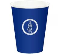 SHATCHI 10pcs King Charles III Blue Paper Cups 9oz King's Coronation UK British Royal Party Supplies Tableware Decorations Souvenir