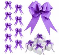 Shatchi 10pcs Purple 50mm/5cm Large Ribbon Pull Bows for Party Wall, Gift Wraps, Christmas Trees, Wedding, Birthday Hampers Decoration Florist Pullbows