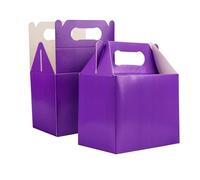 SHATCHI 10Pcs Purple Party Food Lunch Boxes Takeaway Containers 14x12x10 cm - Meal Treat, Candy, Cookie, Toys, Cake Packing for Kids Birthday, Wedding, Catering Events, Picnics Party Bags
