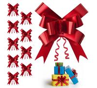 10pcs Red 50mm/5cm Large Ribbon Pull Bows for Party Wall, Gift Wraps, Christmas Trees, Wedding, Birthday Hampers Decoration Florist Pullbows