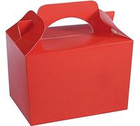 SHATCHI 10Pcs Red Colour Cardboard Lunch Takeaway Birthday Wedding Carry Meal Food Cake Party Box Childrens Loot Bags