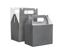 SHATCHI 10Pcs Silver Colour Cardboard Lunch Takeaway Birthday Wedding Carry Meal Food Cake Party Box Childrens Loot Bags