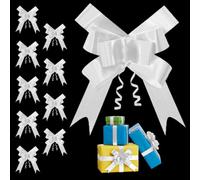 Shatchi 10Pcs White 30mm/3Cm Large Ribbon Pull Bows For Gift Wrapping, Hampers, Florist Bouquets, Wedding Cars And Party Décor Pullbow