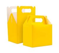 SHATCHI 10Pcs Yellow Party Food Lunch Boxes Takeaway Containers 14x12x10 cm - Meal Treat, Candy, Cookie, Toys, Cake Packing for Kids Birthday, Wedding, Catering Events, Picnics Party Bags