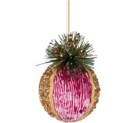 Pink Burgundy Glitter Bauble 11.5cm - Christmas Tree Hanging Decorations Festive Decorative Ornaments Fairy Tale Themed Xmas Tree Pendant