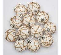 SHATCHI 12 x Christmas Hanging Baubles Soft Foam Glittered Shatterproof Pendant Ornaments Xmas Tree Table Decorations, White, 4cm