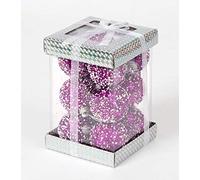SHATCHI 12 x Christmas Hanging Baubles Soft Foam Glittered Shatterproof Pendant Ornaments Xmas Tree Table Decorations, Purple, 4cm