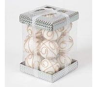 SHATCHI 12 x Christmas Tree Hanging Baubles Soft Foam Glittered Decorated Shatterproof Pendant Ornaments Xmas Tree Table Decorations