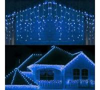 SHATCHI 1200LEDs Waterfall Icicle Christmas Lights 25m - Multifunction 8 Light Modes, Timer Clear Cable Indoor/Outdoor Low Voltage Connectable Waterproof Christmas Decoration, Blue