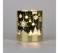 SHATCHI 12cm Christmas Decorated Vase Table Lamp Etched Glass Tube Xmas Gold Cylinder LED Fairy Lights Battery Operated Table Decoration, Hanging Décor