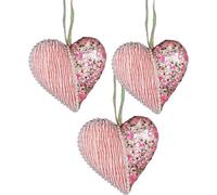 3Pcs Baby Pink Heart 12cm - Christmas Tree Hanging Decorations Festive Decorative Ornaments Fairy Tale Themed Xmas Tree Pendant