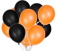 SHATCHI 12Inch Orange and Black Plain Helium Latex Balloons for Birthday Party Decorations Halloween Celebrations Pack of 15/30/60