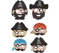 SHATCHI 12Pcs Pirate Foam Face Masks Bright Coloured Halloween Fancy Dress Costume Loot Party Bag Fillers