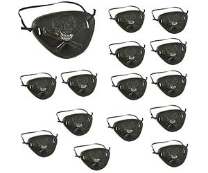SHATCHI 12Pcs Plastic Pirate Eye Patch Skull and Cross Bones Pirate Captain Eye Halloween Fancy Dress Costume Accessories Kids Party Bag Fillers