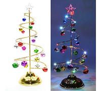 Shatchi 13 Inch Spiral Bell Christmas Tree Pre Decorated LED Pre-Lit Xmas Home Decorations Xmas Novelty Décor 33cm Gifts