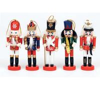 Shatchi 13Cm Wooden Nutcrackers Figures Christmas Ornament 5Pcs Set
